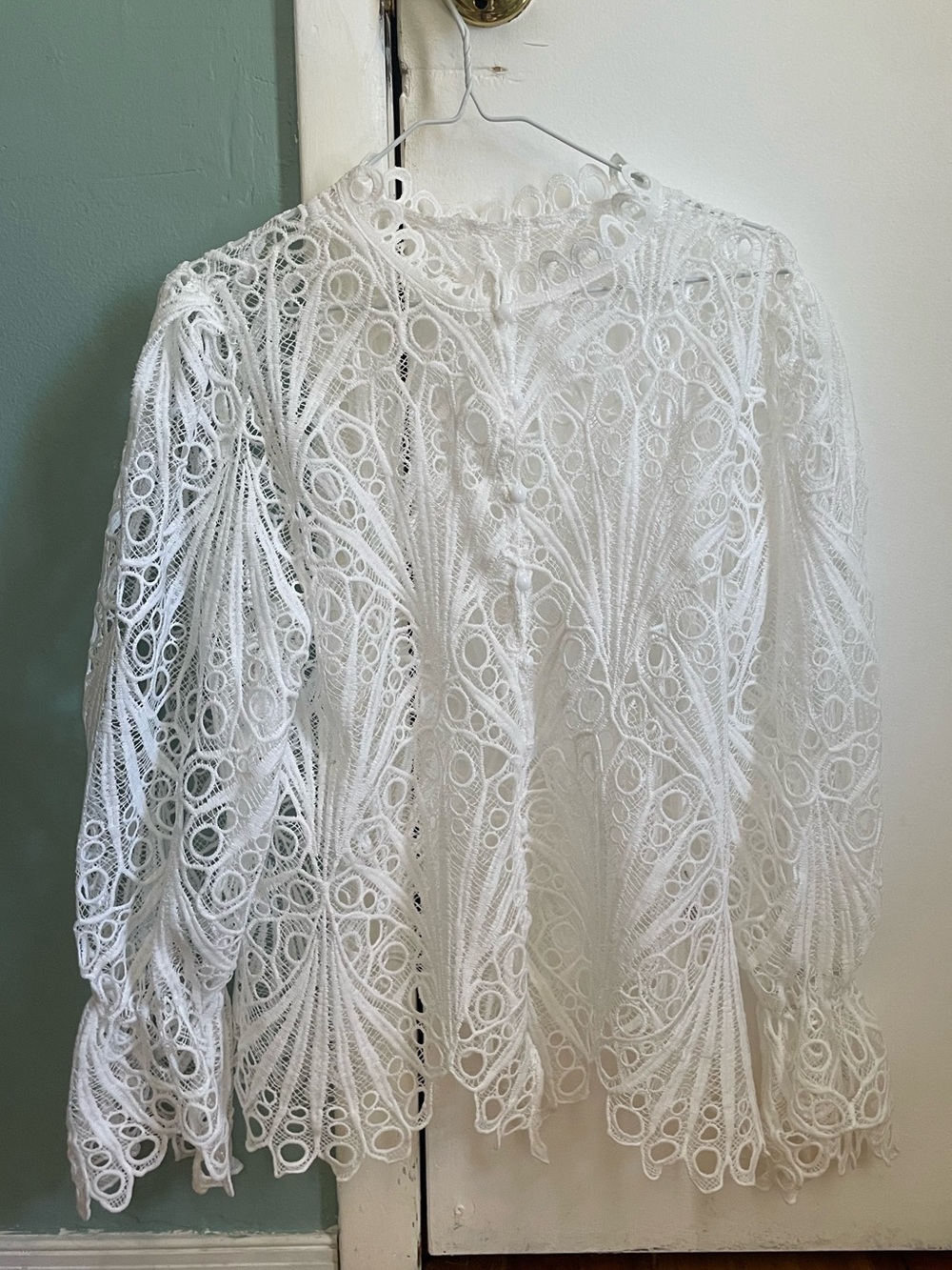 White Lace button down blouse
